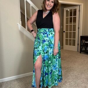 Floral Green and Blue Women's Skirt